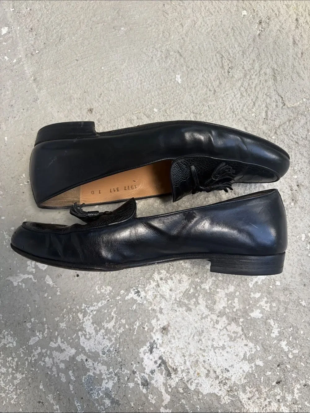 Ferragamo ostrich tassel loafers